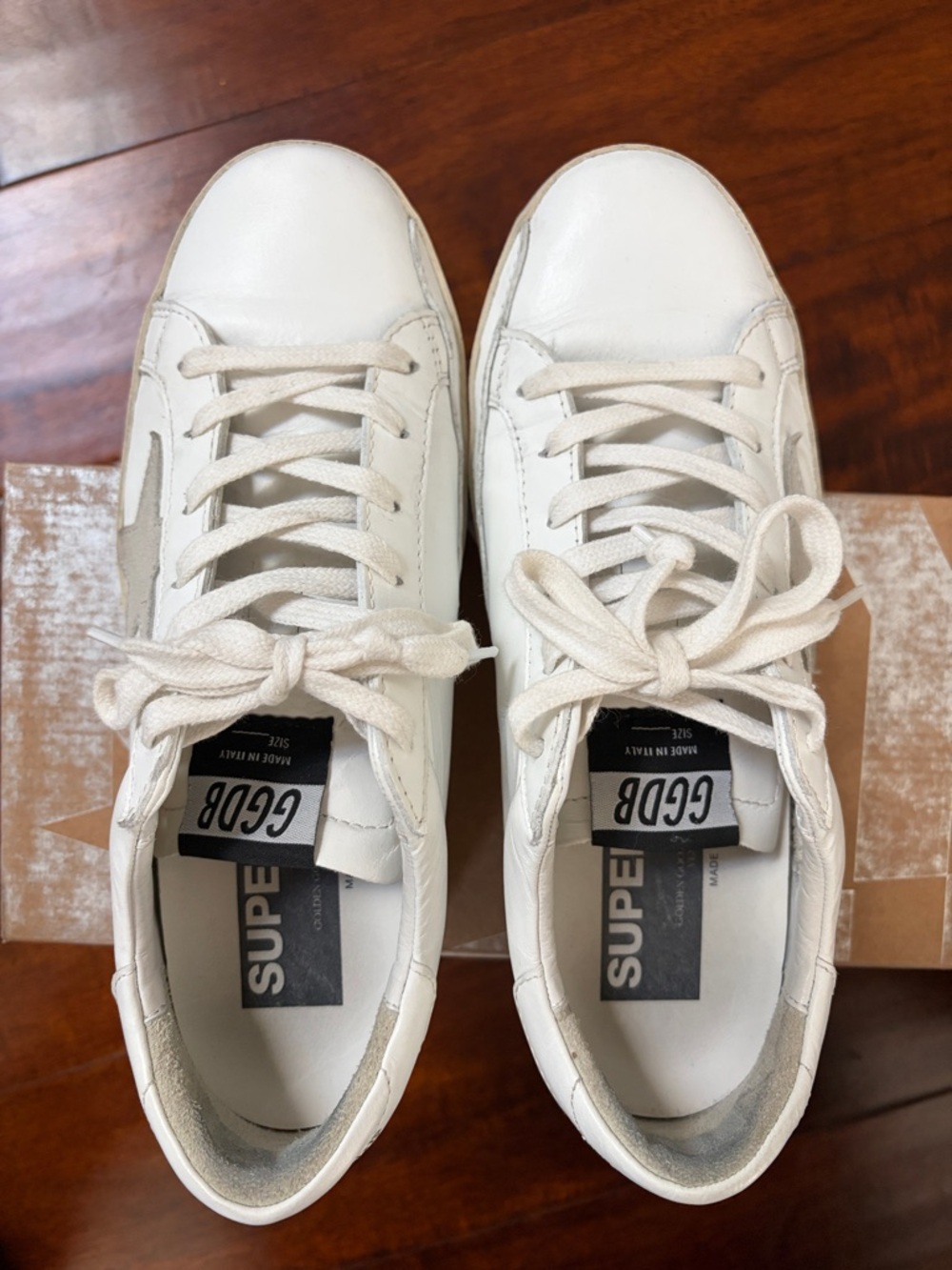 Golden Goose Superstar All White with Grey Star Gold Lettering Size 38 - Picture 7 of 7